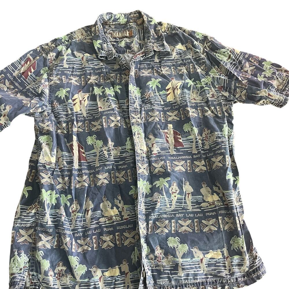 Kahala Shirt Adult Multicolor Hawaiian Short Sleeve Shirt Mens Large